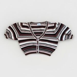 Aritzia Wilfred Canterbury Cardigan in Rose Pink Stripe Size S Cropped